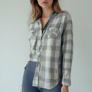 American Eagle Grey Plaid Flannel Shirt Oversized BF Fit Grunge Western 4 ❤️